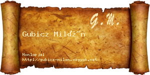 Gubicz Milán névjegykártya