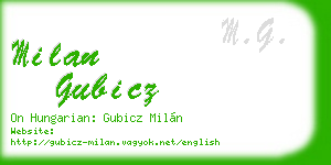 milan gubicz business card